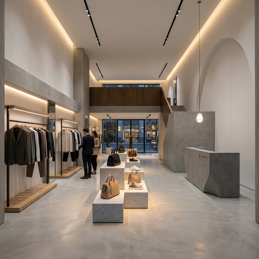 A completed premium retail environment representing VM Live design capability